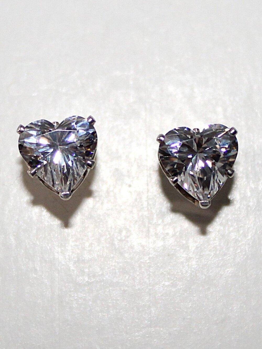 Sterling Silver Cubic Zirconia Heart Stud Earrings